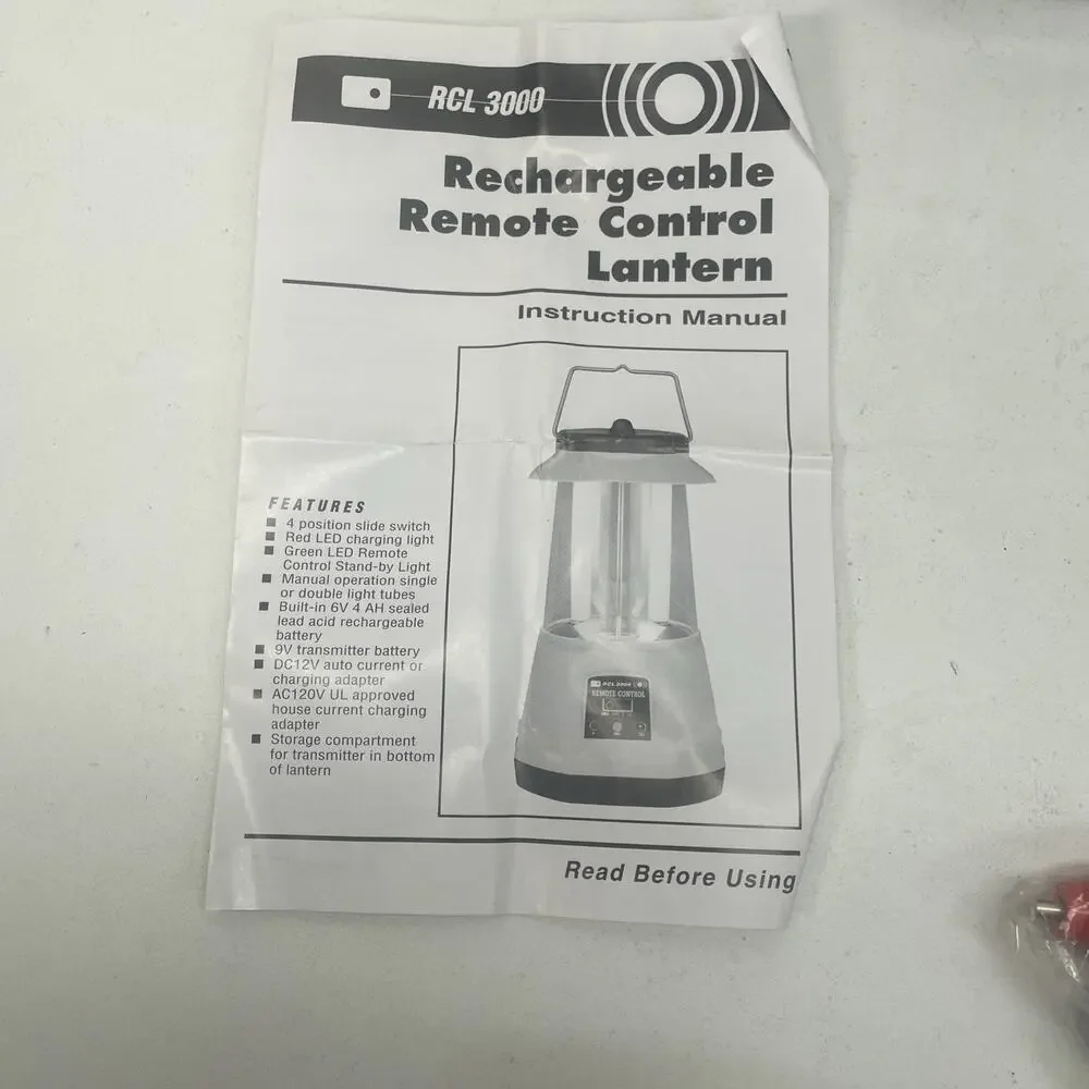 RCL‎ 3000 Vintage Rechargeable Remote-Control Lantern-NEW BATTERY-Tested